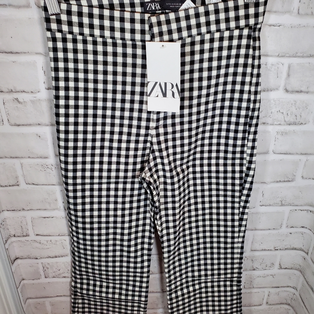 Zara plaid pant black white size small Nwt